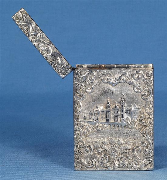 A good William IV silver double sided castle top card case H: 95mm/3 3/4 W: 65mm WEIGHT: 68grms/2.4ozs